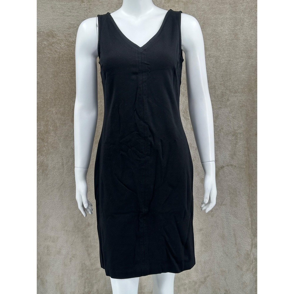 Talbots Dress Womens 6 Black Sleeveless Sheath V-Neck Stretch Office Career LBD